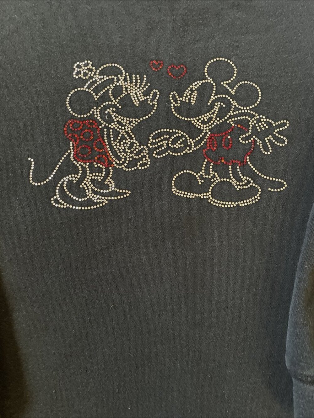 Disney Mickey Minnie Black Women’s M Sweatshirt Rhinestone Design Disney Store - Picture 3 of 9